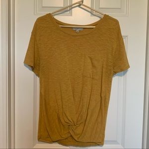 🩵Burnt Yellow Short Sleeve Twist Front Top